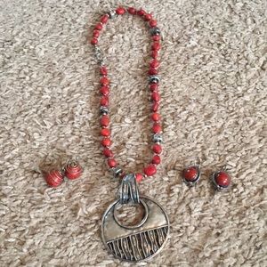 Silpada necklace and two pairs of earrings